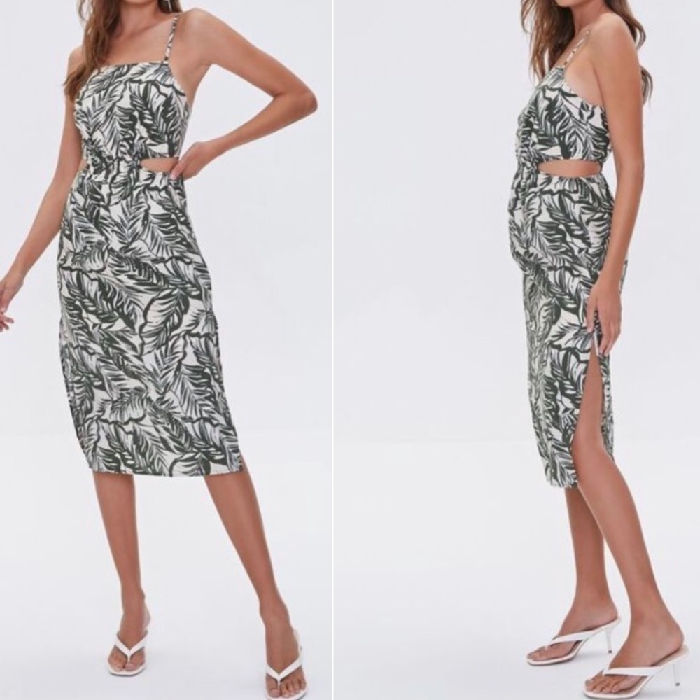 Forever 21 Tropical Print Cutout Dress